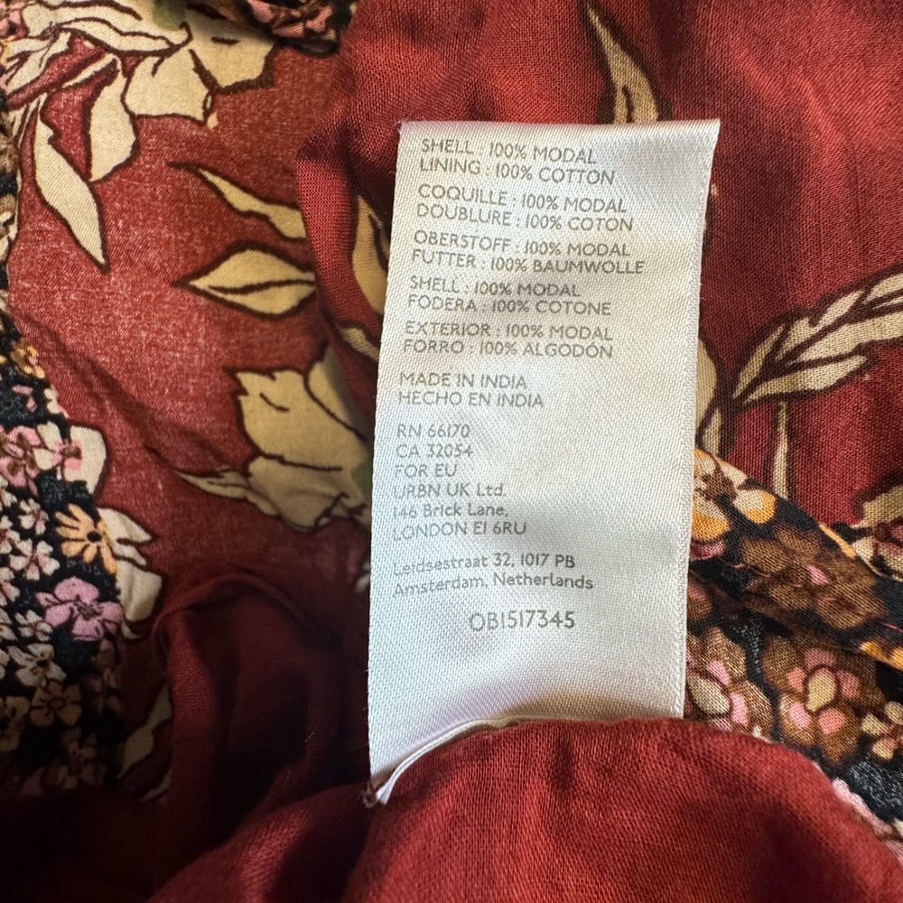 Free People Tilda Rusty Red and cream maxi wrap dress with lace trim.Deep-v. L - Picture 11 of 12